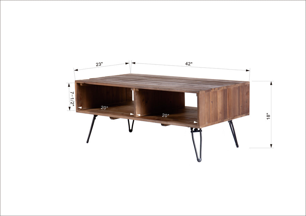Reclaimed Wood Cocktail Table with Open Storage