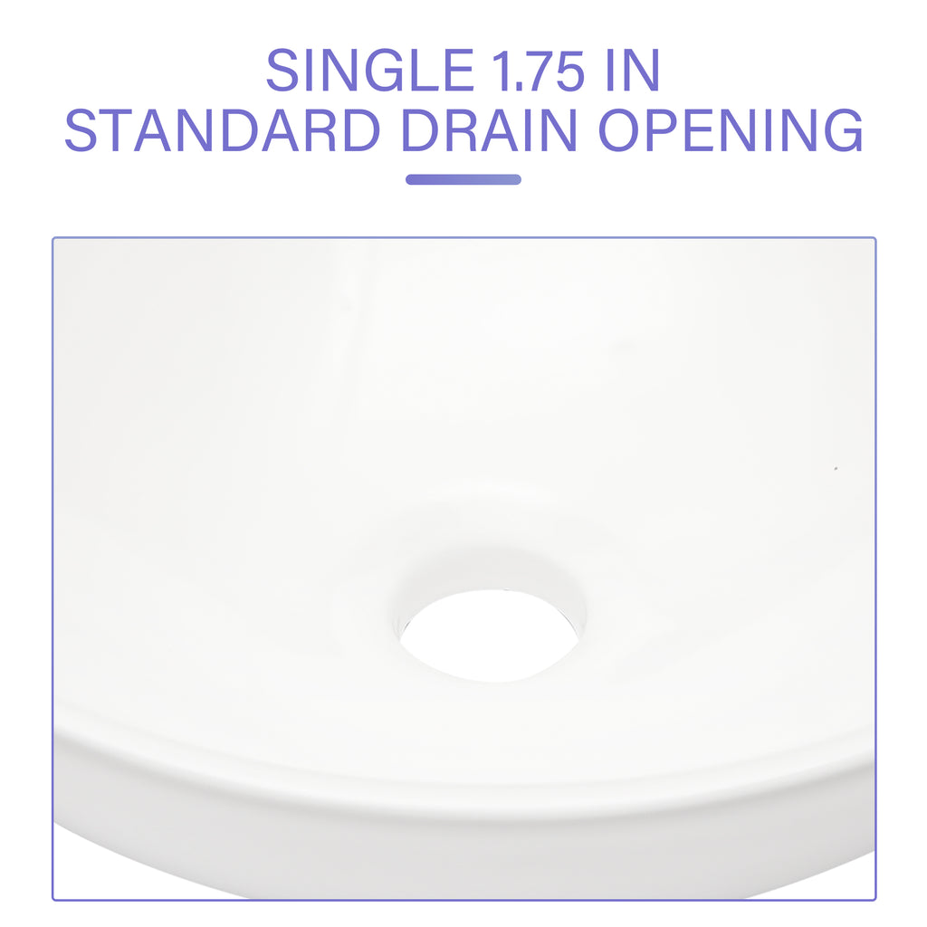 16"x16" White Ceramic C Vessel Bathroom Sink