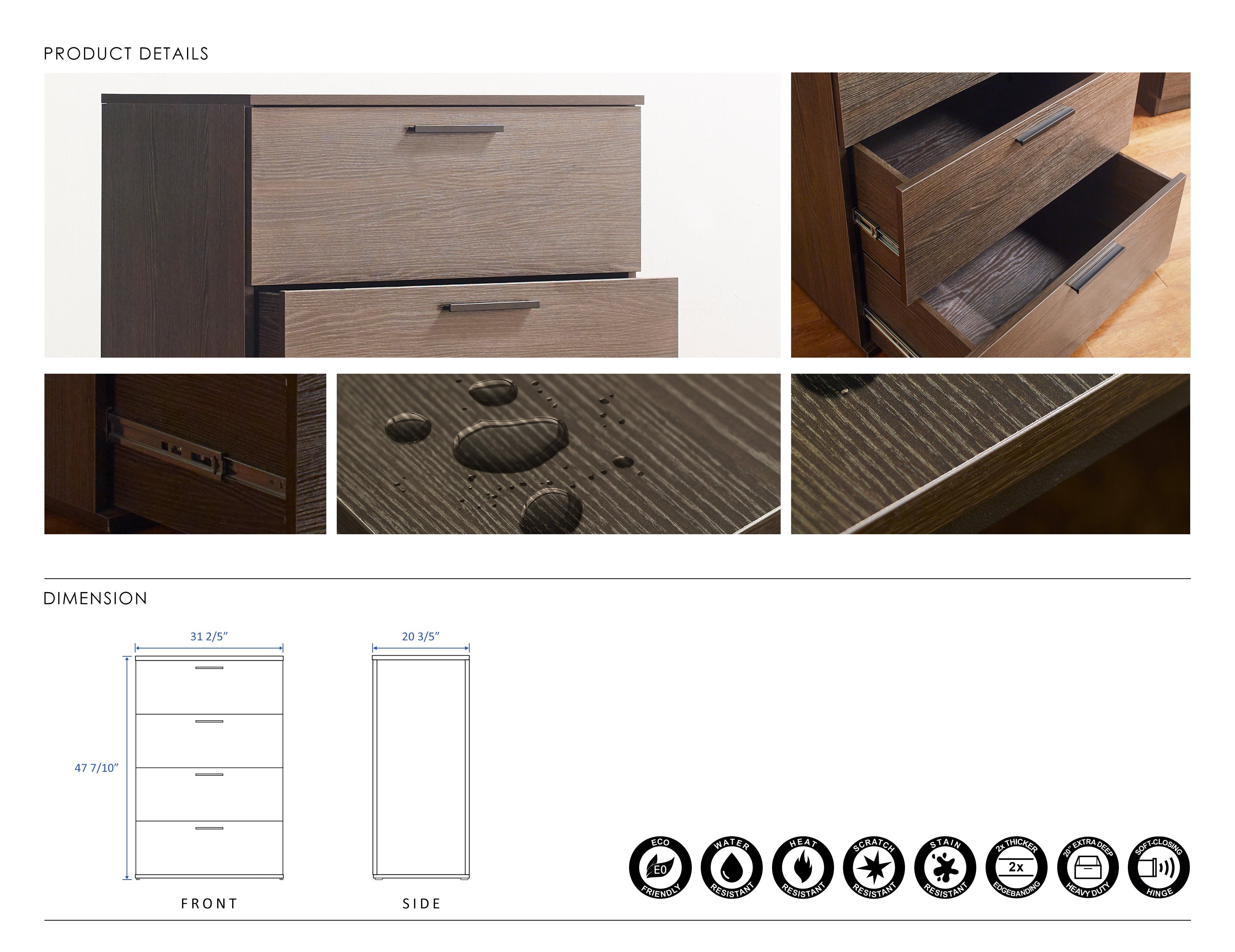 Oliver Farmhouse Four-Drawer Jumbo Chest