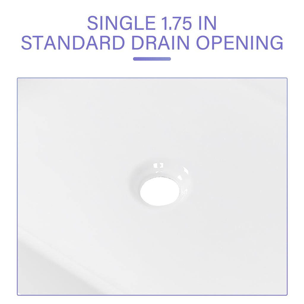 24"x16" White Ceramic Rectangular Vessel Bathroom Sink