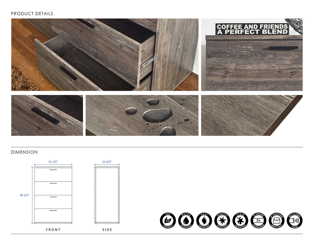 Oliver Farmhouse Four-Drawer Jumbo Chest in Rustic