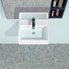 21"x16" White Ceramic Rectangular Wall Mounted Bathroom Sink