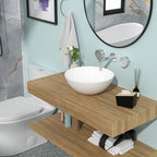 16"x16" White Ceramic C Vessel Bathroom Sink