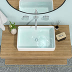24"x16" White Ceramic Rectangular Vessel Bathroom Sink
