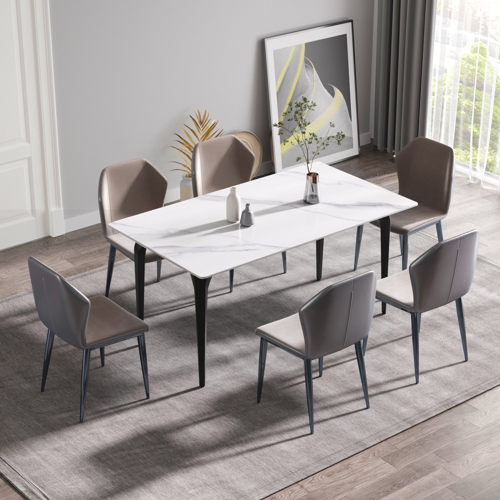 63" Modern Artificial Stone Dining Table