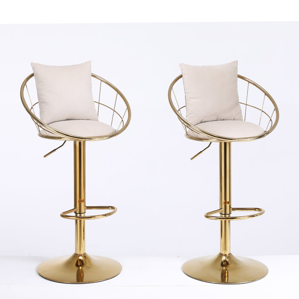 Off-White Velvet Bar Chair