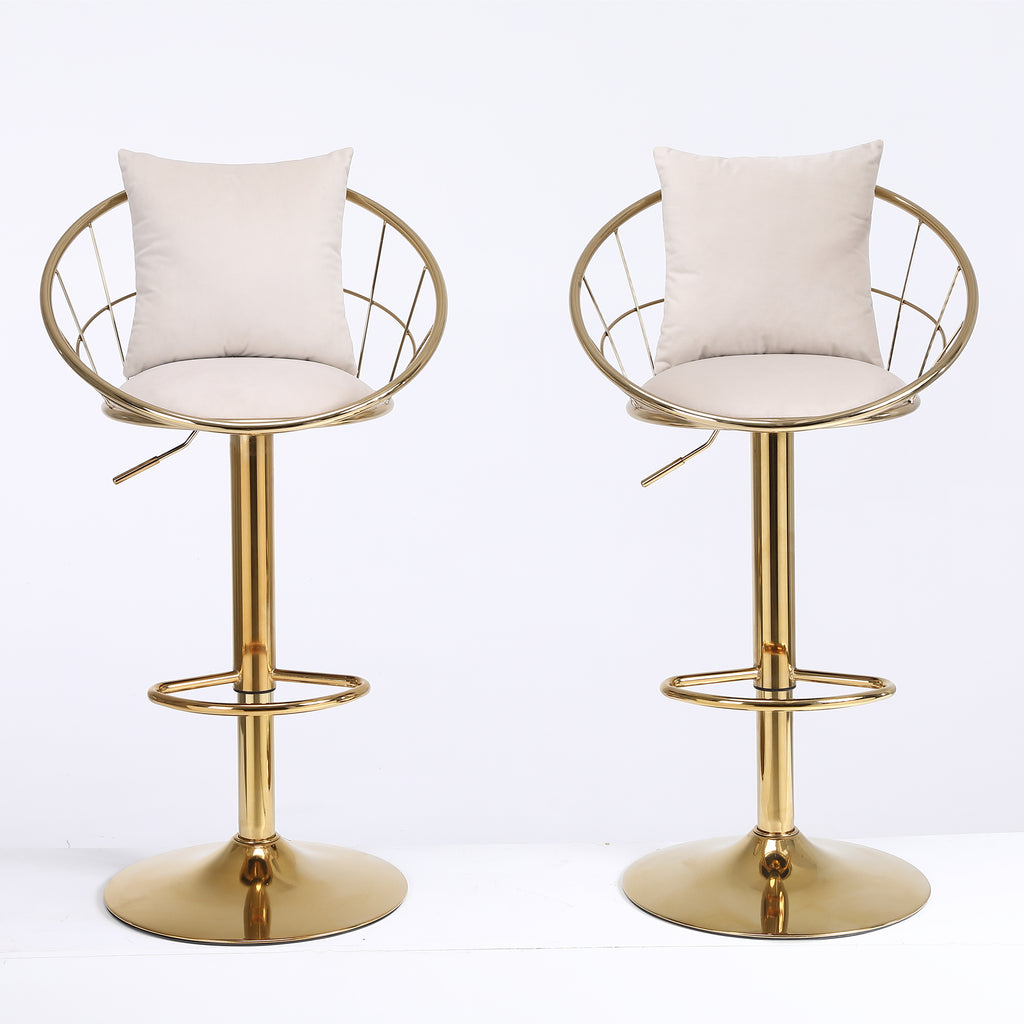 Off-White Velvet Bar Chair