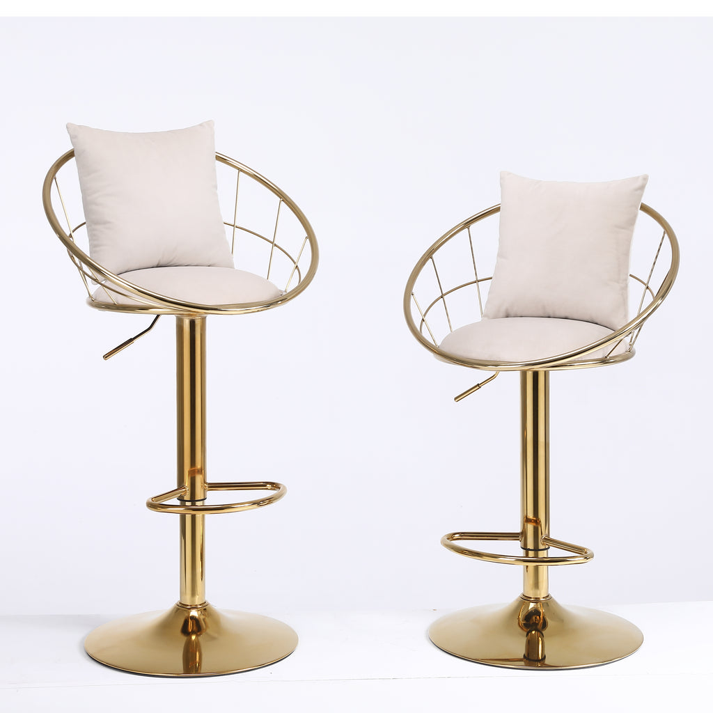 Off-White Velvet Bar Chair