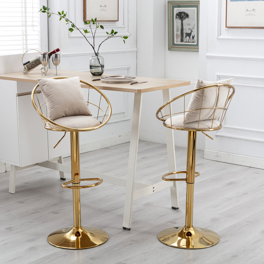 Off-White Velvet Bar Chair