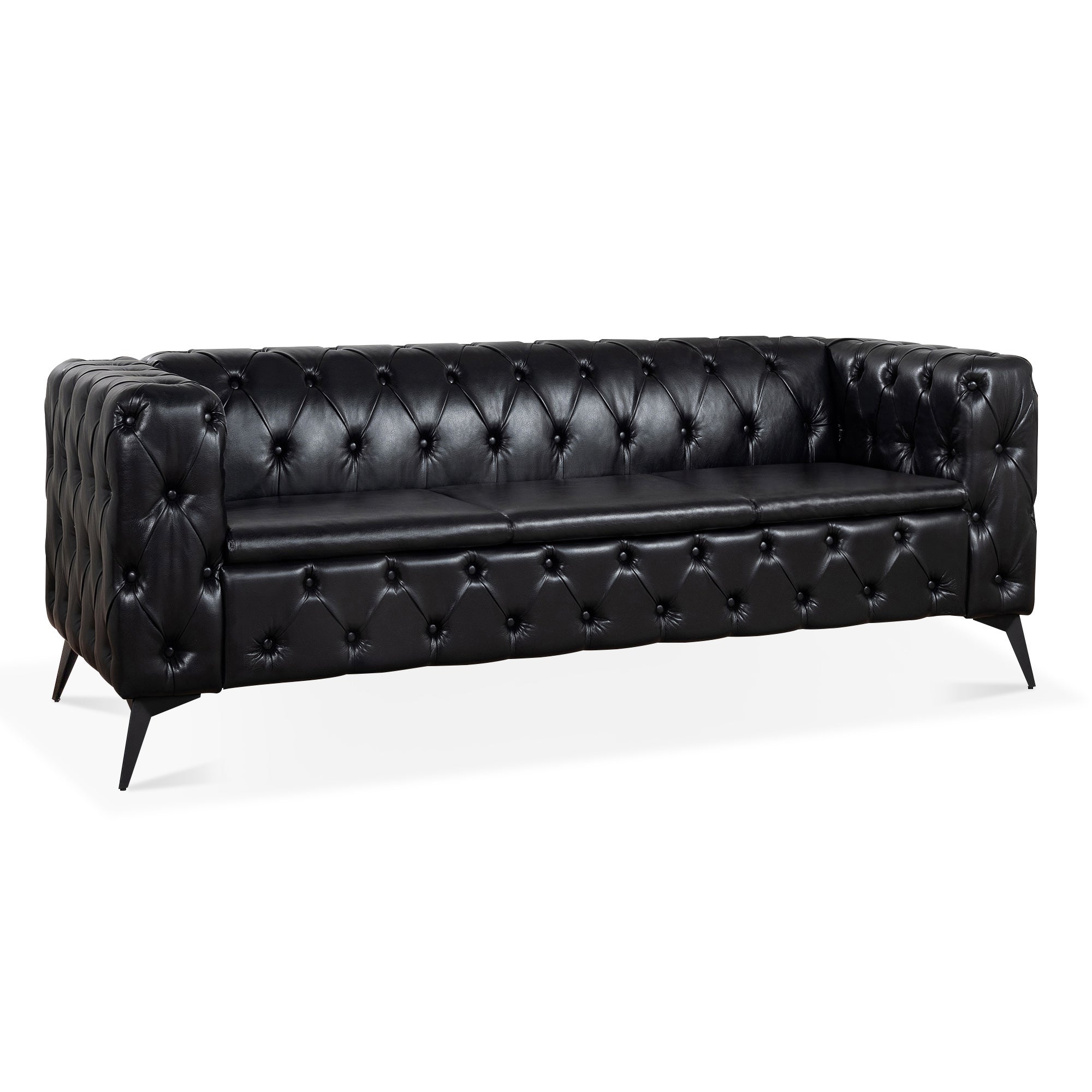 84.06 Inch Width Traditional Square Arm Removable Cushion 3 Seater Sofa