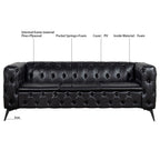 84.06 Inch Width Traditional Square Arm Removable Cushion 3 Seater Sofa