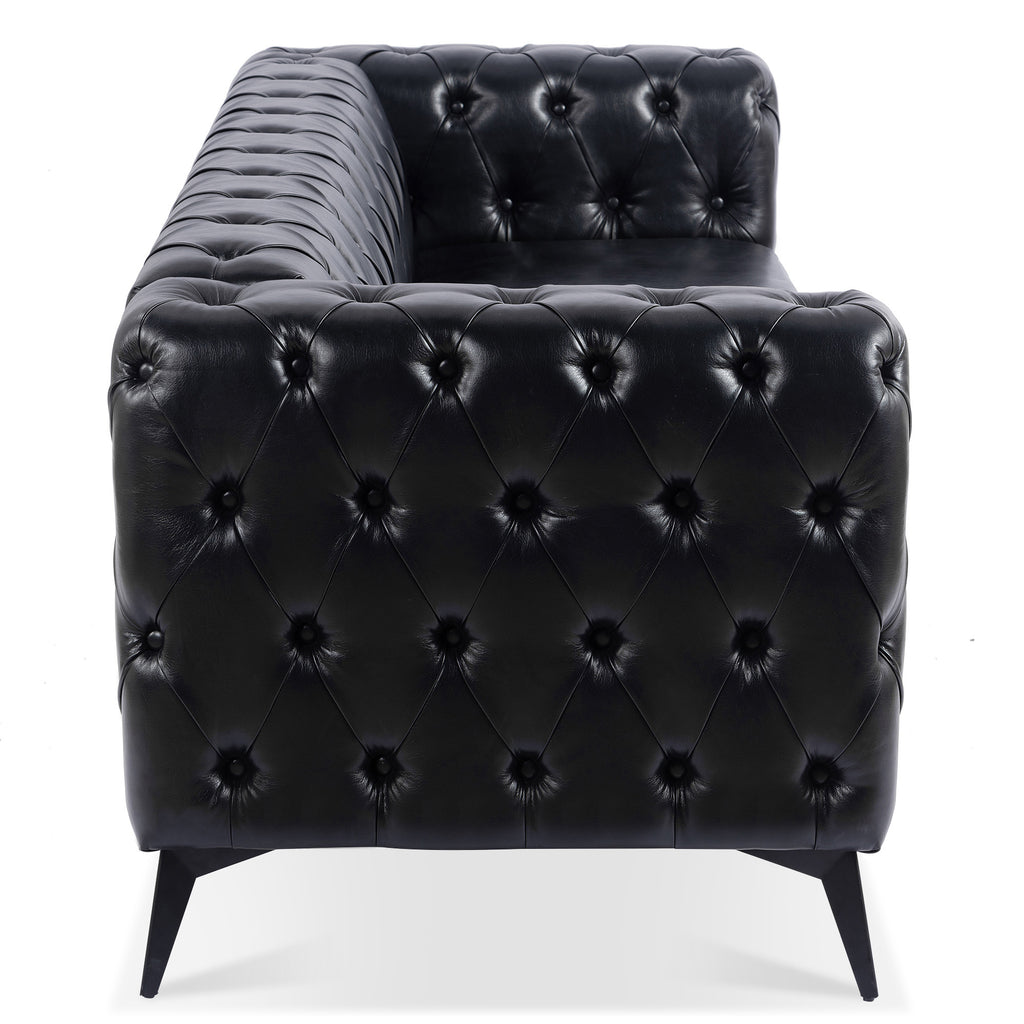 84.06 Inch Width Traditional Square Arm Removable Cushion 3 Seater Sofa