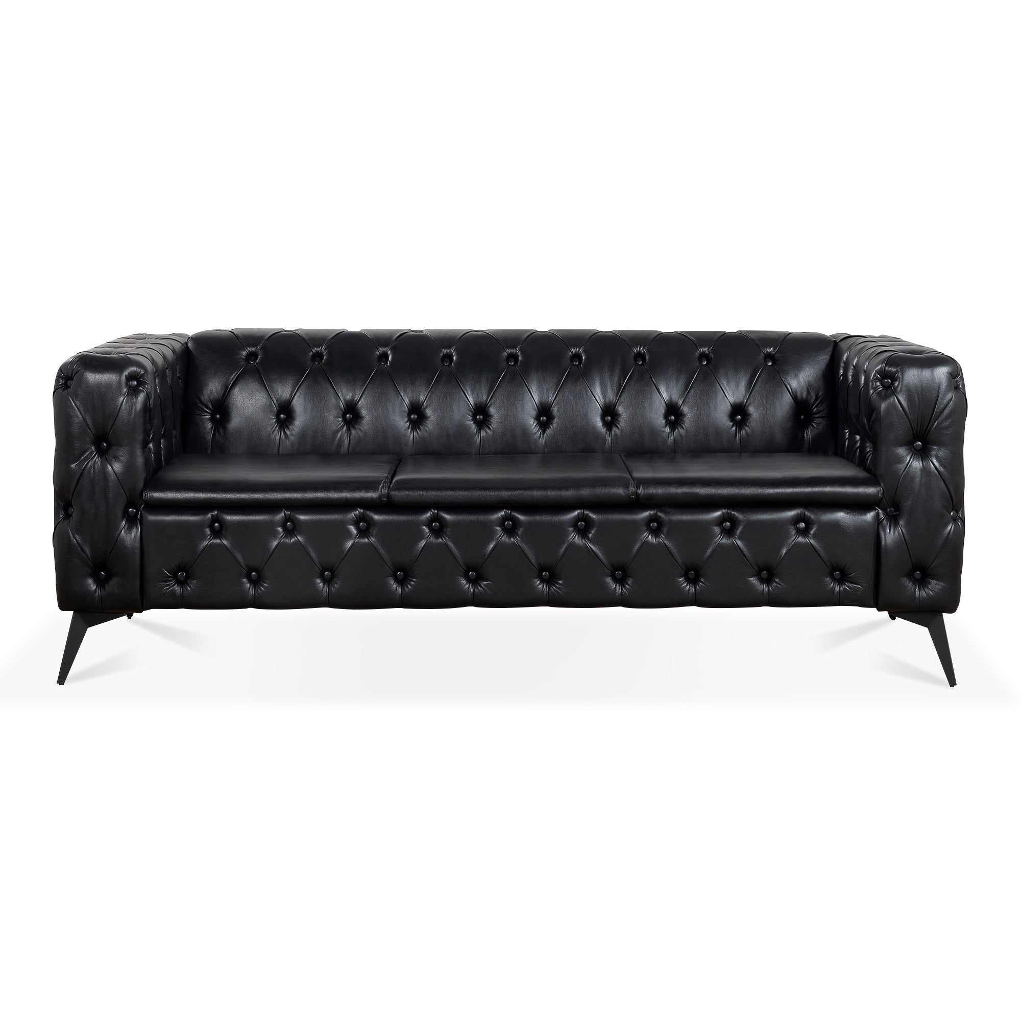84.06 Inch Width Traditional Square Arm Removable Cushion 3 Seater Sofa