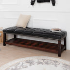 Wooden Base Upholstered Bench for Bedroom and Entryway