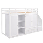 Functional Loft Bed with Shelves, Wardrobes, and Drawers