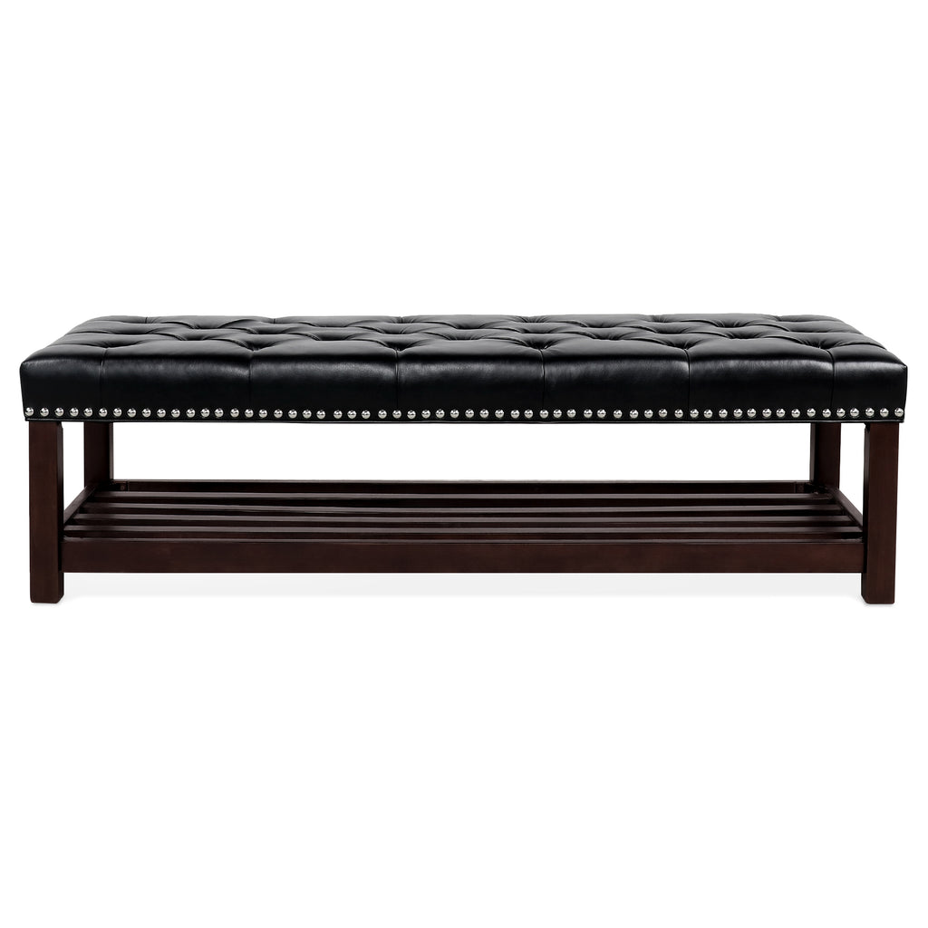 Wooden Base Upholstered Bench for Bedroom and Entryway