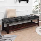 Wooden Base Upholstered Bench for Bedroom and Entryway
