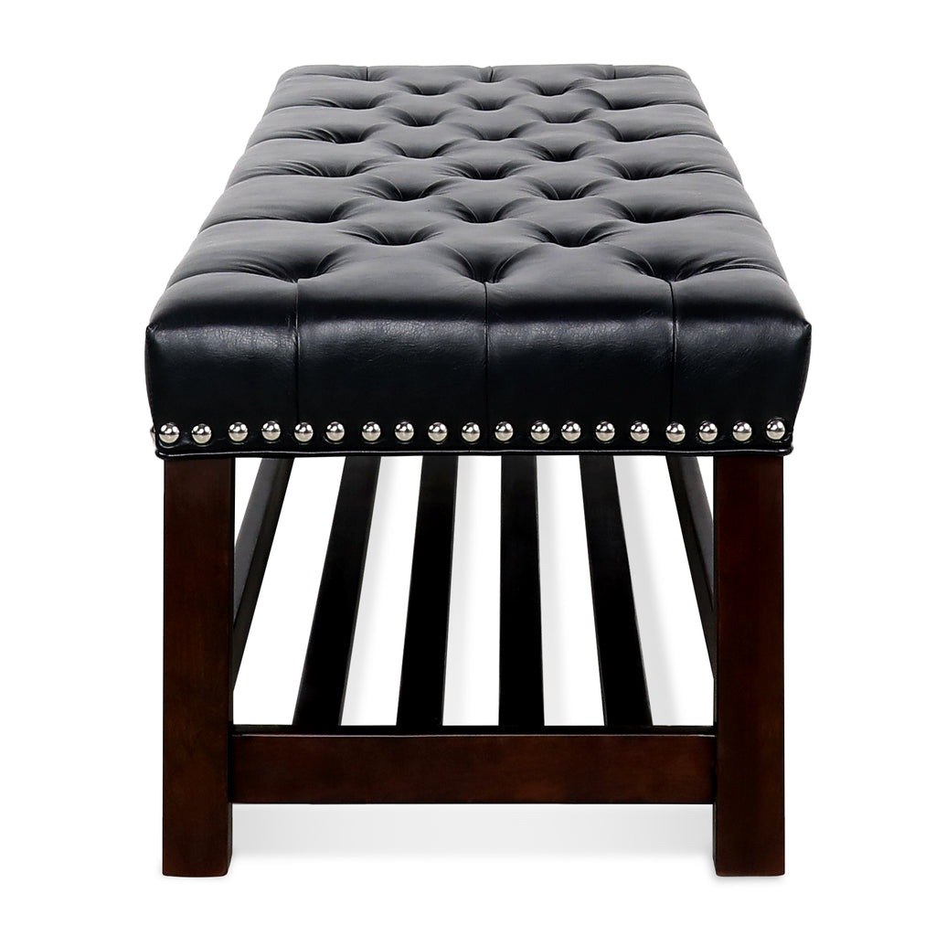 Wooden Base Upholstered Bench for Bedroom and Entryway