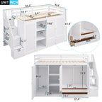 Functional Loft Bed with Shelves, Wardrobes, and Drawers
