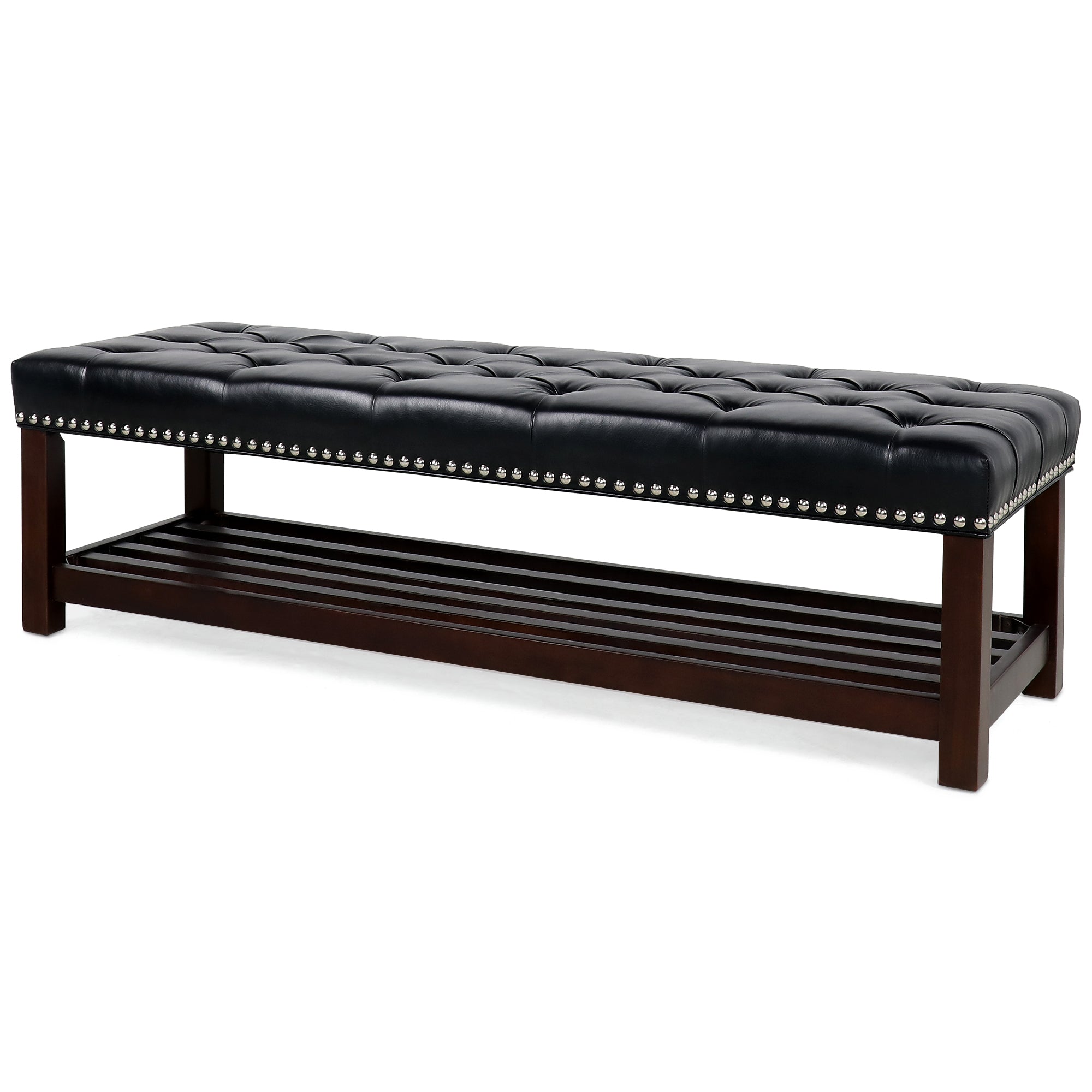 Wooden Base Upholstered Bench for Bedroom and Entryway