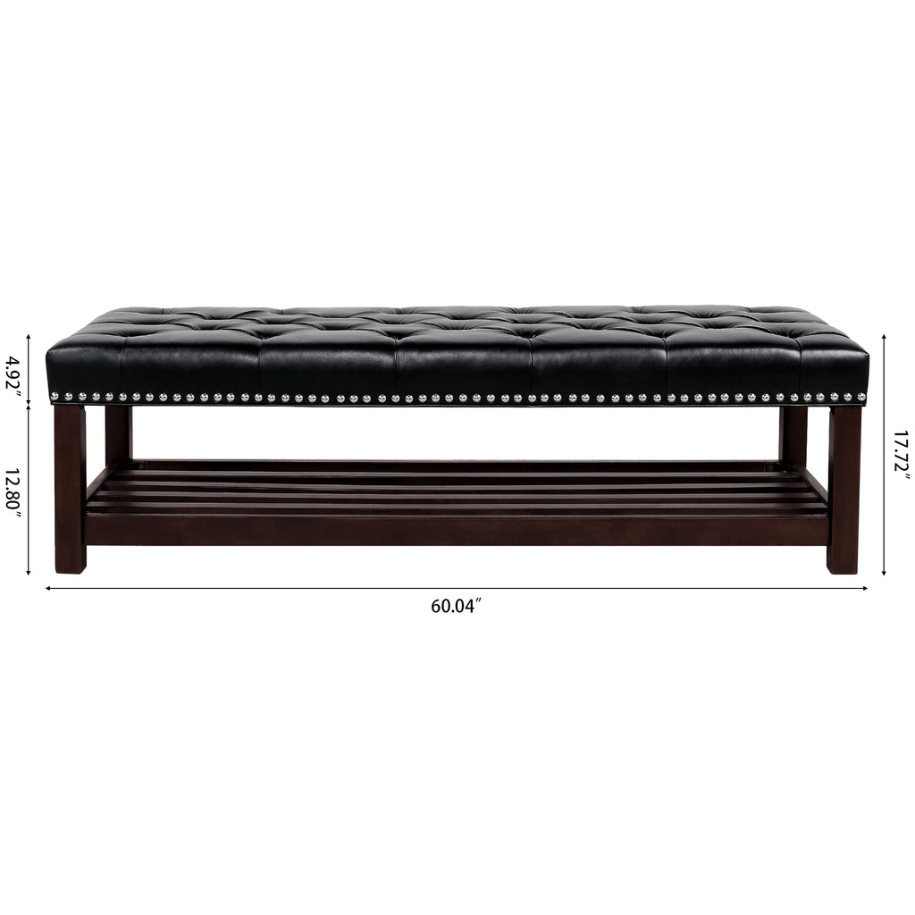 Wooden Base Upholstered Bench for Bedroom and Entryway