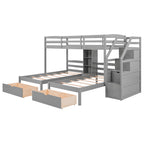 Twin Over Twin Bunk Bed with Drawers and Storage