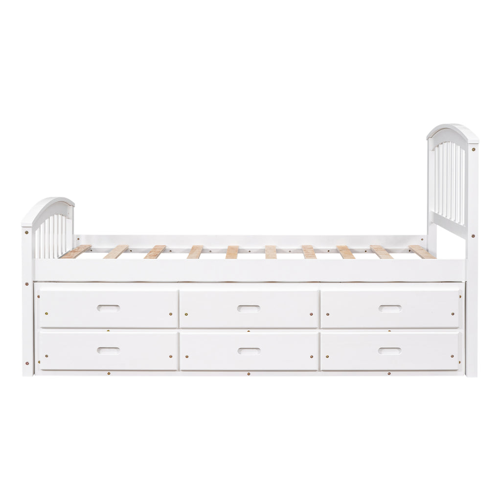 Twin Size Platform Storage Bed With 6 Drawers
