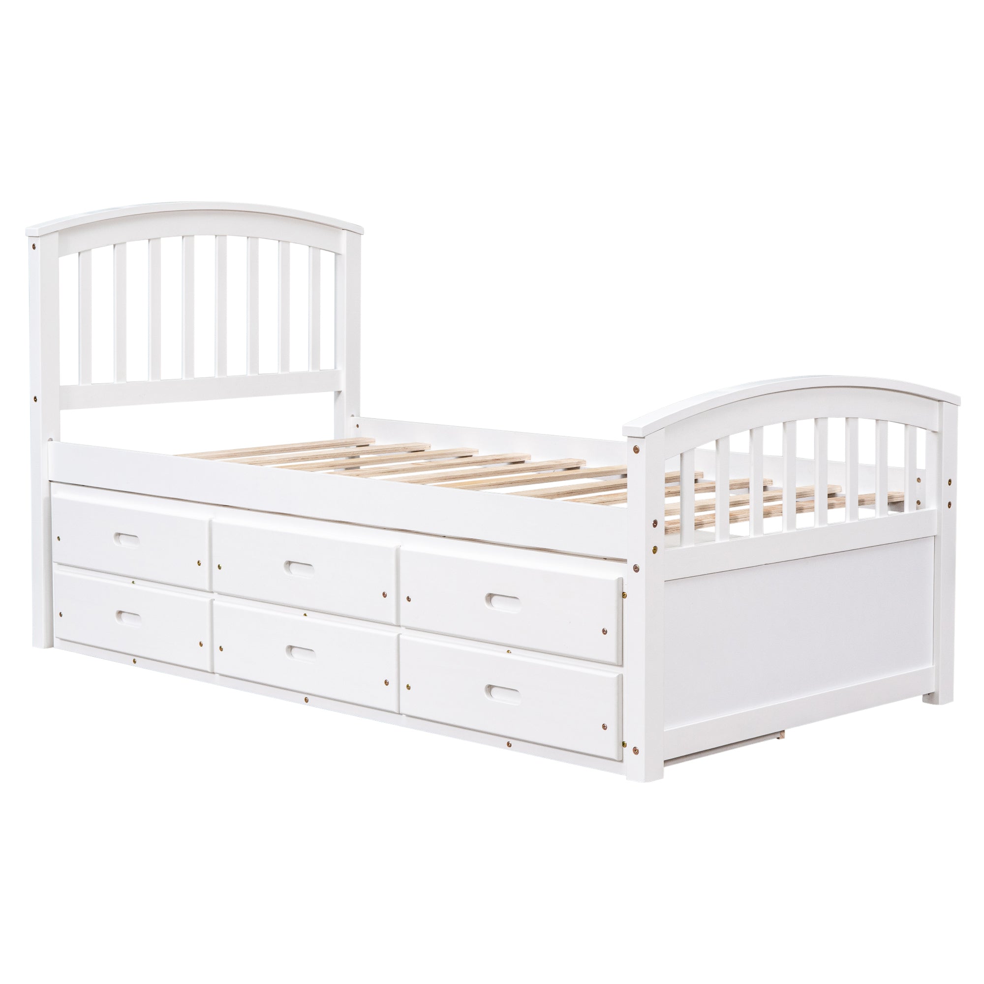 Twin Size Platform Storage Bed With 6 Drawers