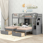 Twin Over Twin Bunk Bed with Drawers and Storage