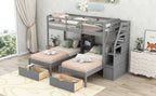 Twin Over Twin Bunk Bed with Drawers and Storage