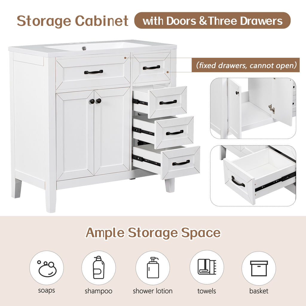 36" Bathroom Vanity Without Sink, Cabinet Base Only