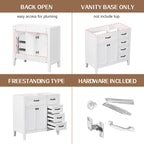 36" Bathroom Vanity Without Sink, Cabinet Base Only