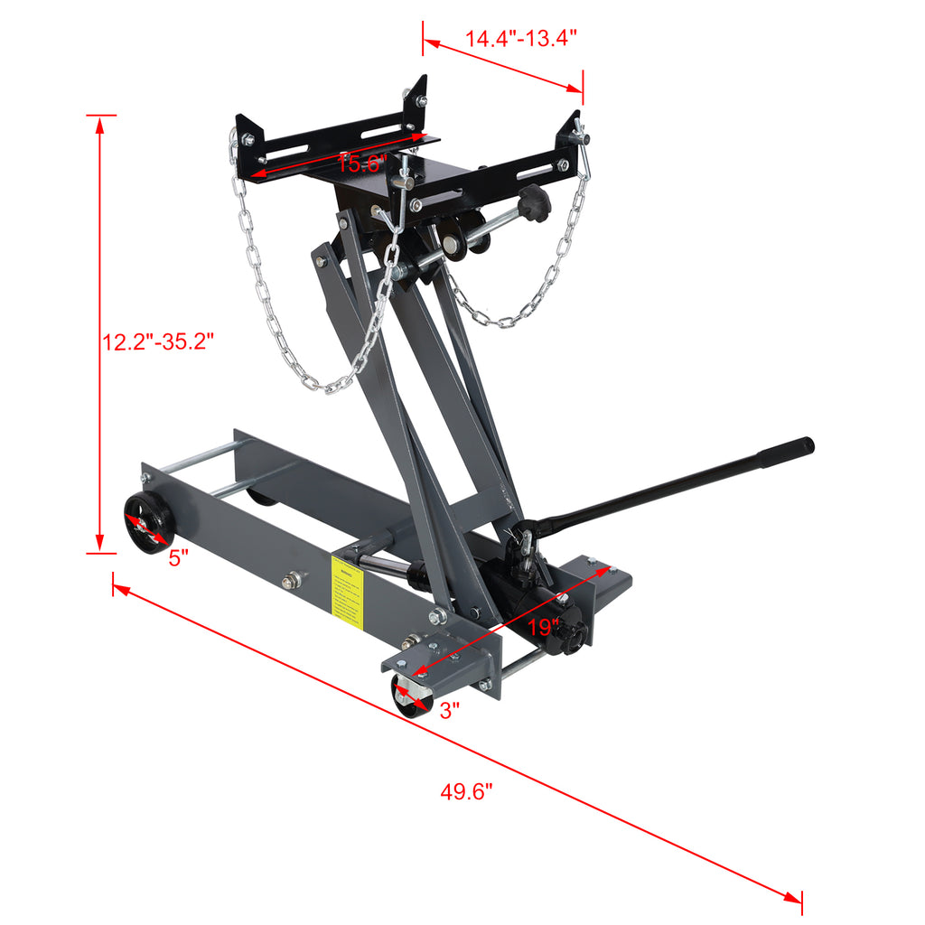 Hydraulic Transmission Service Jack - 1 Ton Capacity