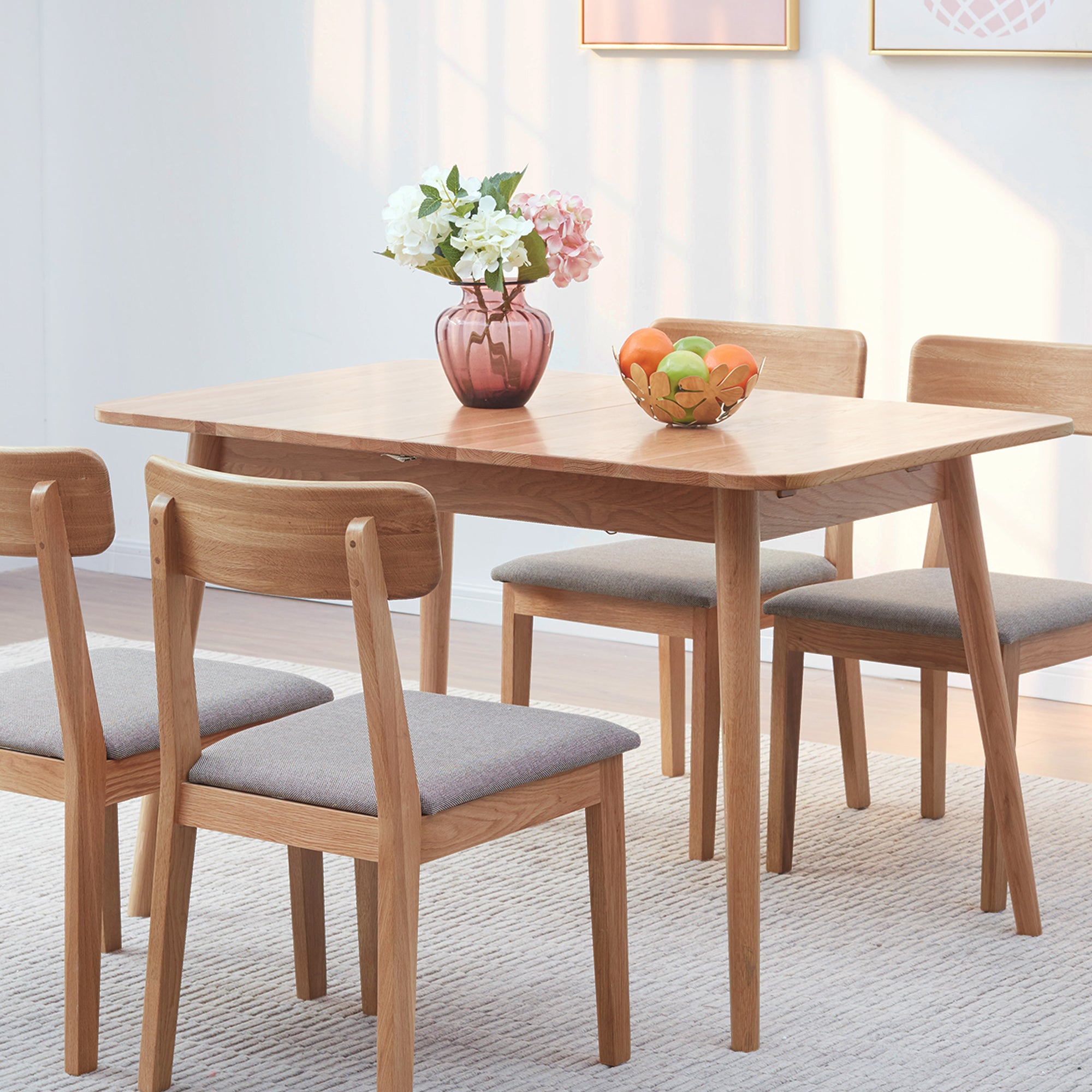 Natural Solid Oak Round Dining Table