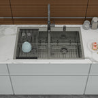 Double Bowl Drop In Sink - 33" x 22" x 10" Gunmetal