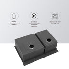 Double Bowl Drop In Sink - Gunmetal Black