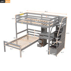 Twin Size Loft Bed with Stand-alone Bed, Storage Staircase, Desk, Shelves and Drawers