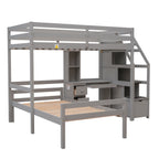 Twin Size Loft Bed with Stand-alone Bed, Storage Staircase, Desk, Shelves and Drawers