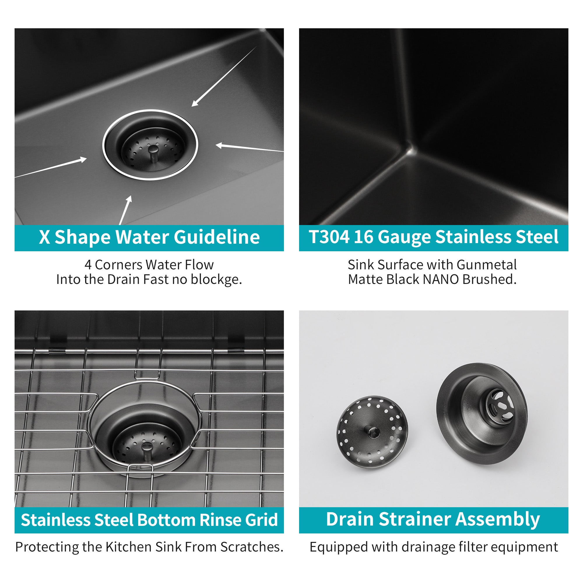 30 Inch Undermount Sink - Gunmetal Finish