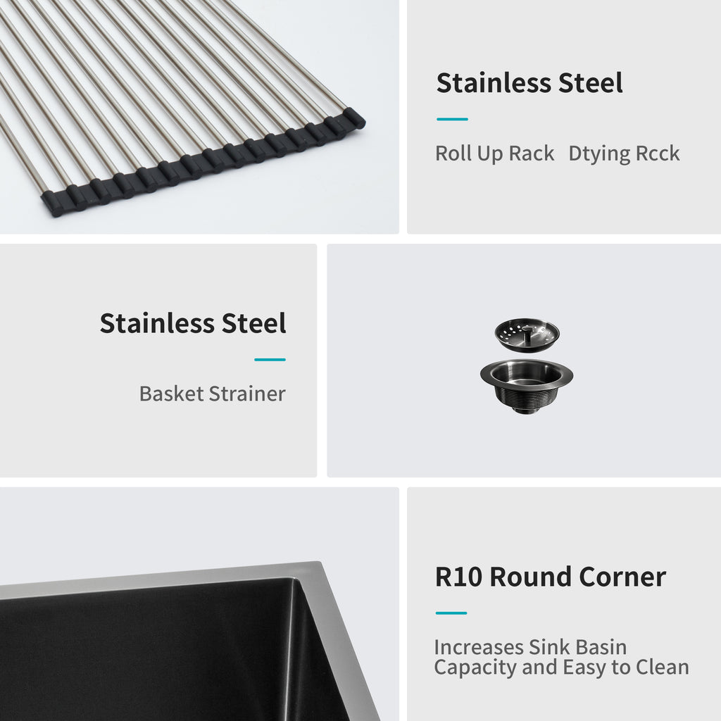 33 Inch Gunmetal Black Farmhouse Kitchen Sink