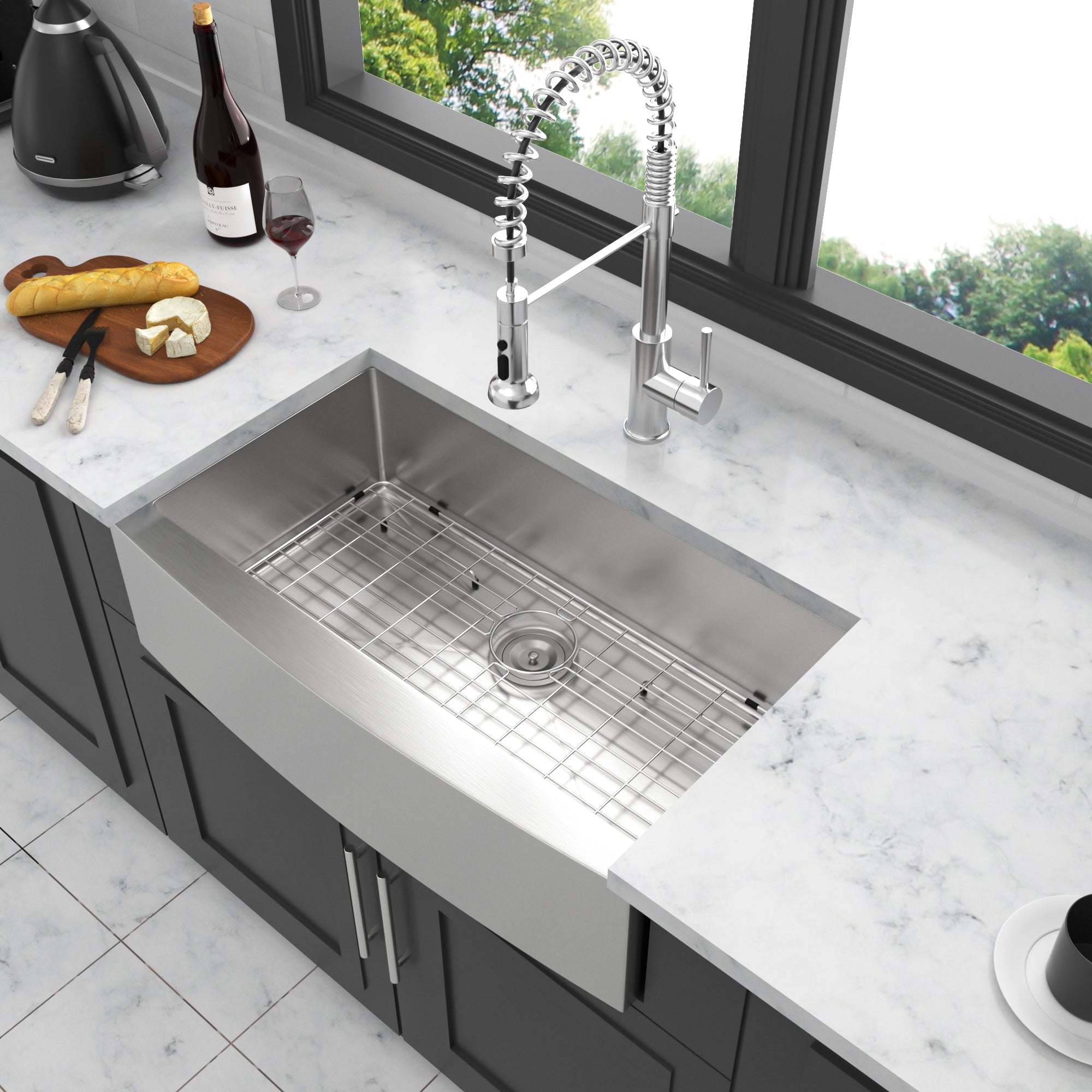 33 Brushed Nickel Farmhouse Sink - 33 Inch Kitchen Sink