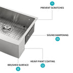 33 Brushed Nickel Farmhouse Sink - 33 Inch Kitchen Sink