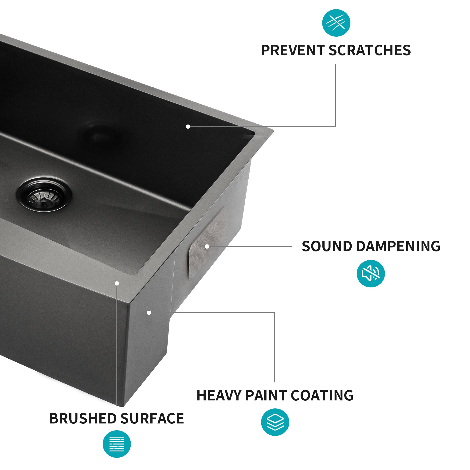 33 Inch Gunmetal Black Farmhouse Kitchen Sink