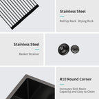 24" x 21" x 10" Gunmetal Kitchen Sink