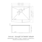 24" x 21" x 10" Gunmetal Kitchen Sink