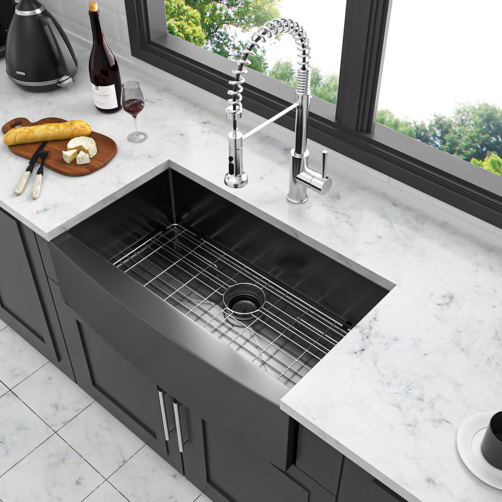 33 Inch Gunmetal Black Farmhouse Kitchen Sink