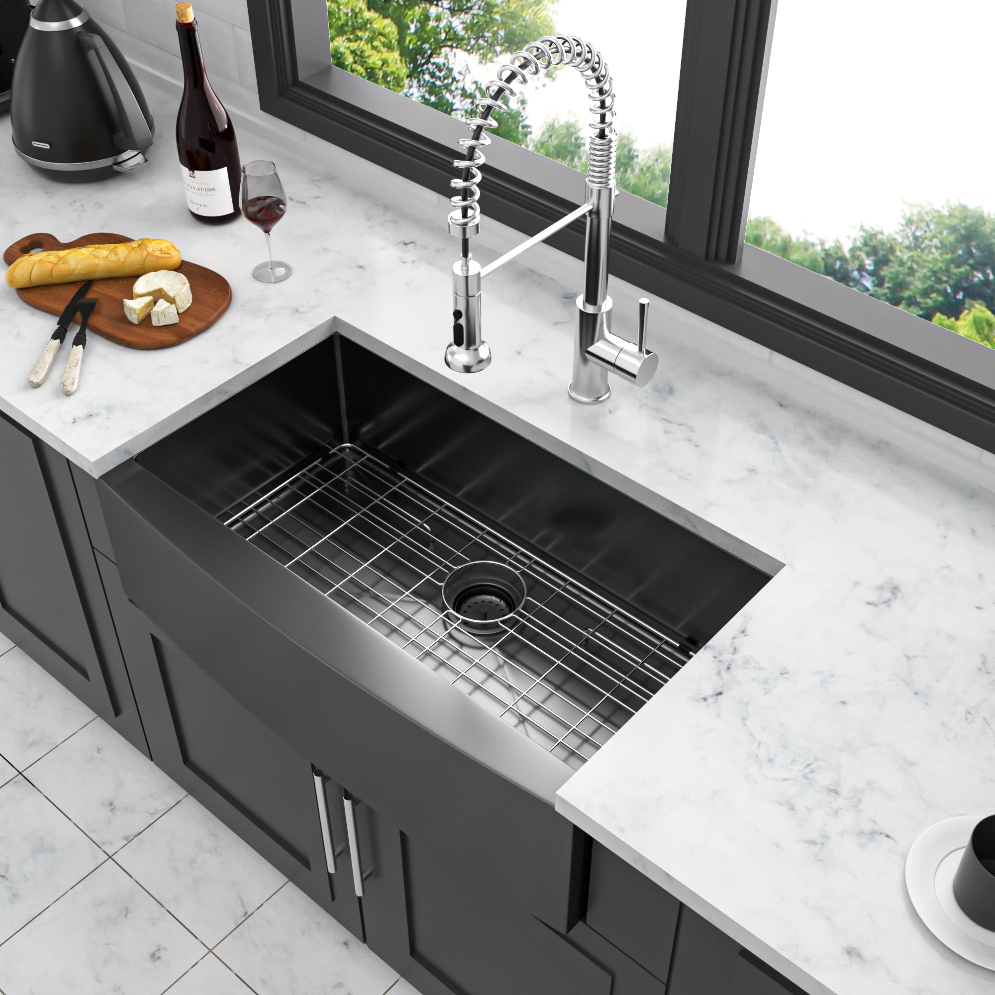 33 Inch Gunmetal Black Farmhouse Kitchen Sink