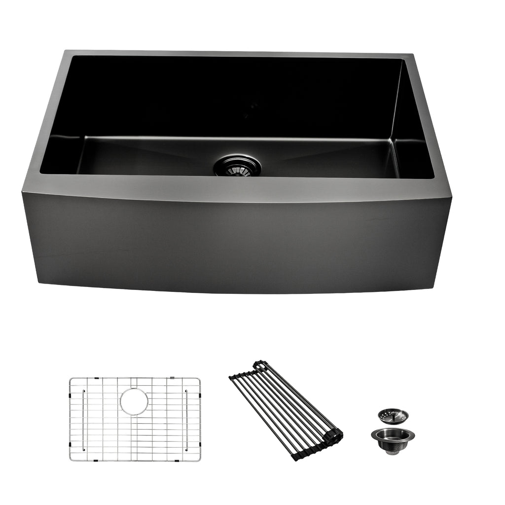 33 Inch Gunmetal Black Farmhouse Kitchen Sink