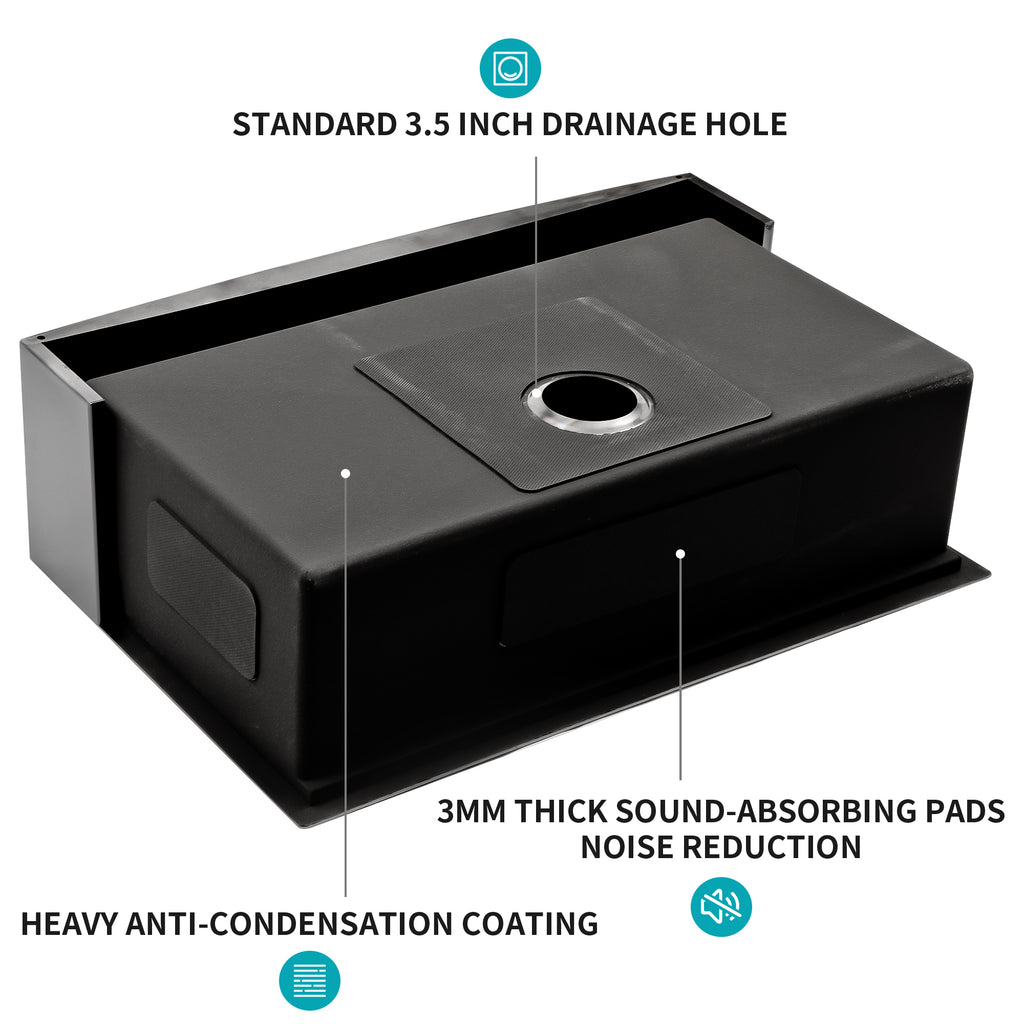 33 Inch Gunmetal Black Farmhouse Kitchen Sink