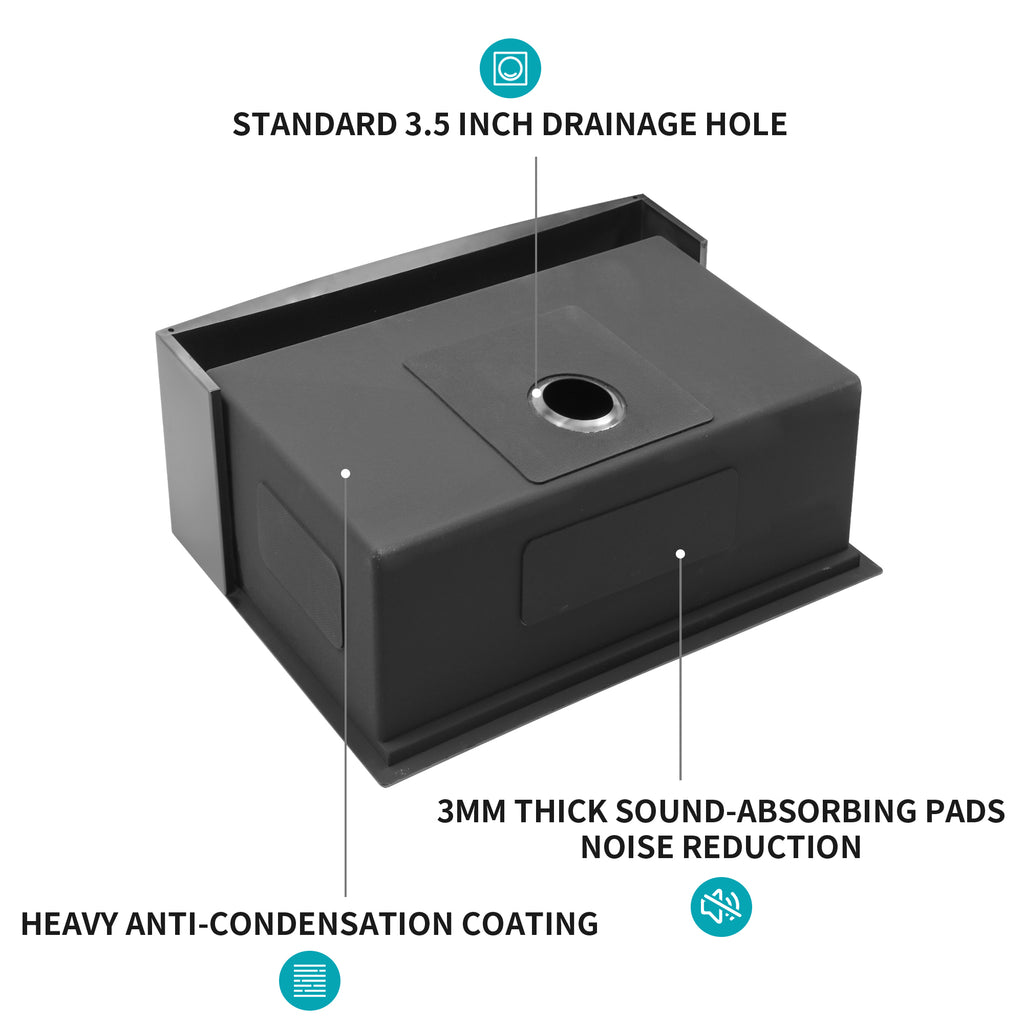 24" x 21" x 10" Gunmetal Kitchen Sink